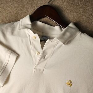 Brooks Brothers Polo Shirt White Slim Fit XL Short Sleeve Embroidered‎ Pony